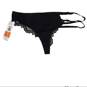 NWT Cheeky Black Lace Soft Strap Thong Panty New With Tags Small